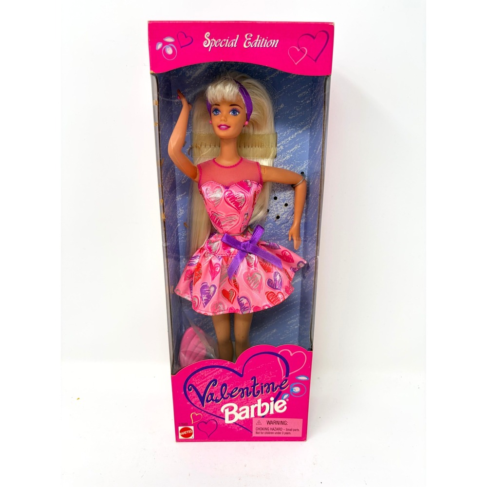 Vintage 1997 Valentine Barbie Special Edition Mattel 17649 Pink Heart Dress NIB